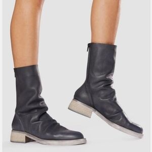 NWOT Free People black leather Stutton tight slouch boots